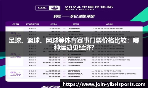 足球、篮球、网球等体育赛事门票价格比较：哪种运动更经济？